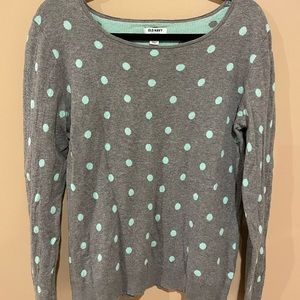 Mint Polka Dot and Gray Old Navy Sweater : Size L: 100% Cotton